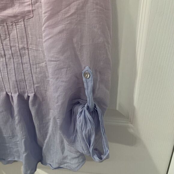 Zac‎ & Rachel Pink and Purple Ombré Blouse Size S Pockets V Neck Henley Office - Picture 7 of 11